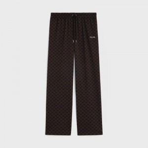 Celine Triomphe track in monogram jersey Pants Noir/Marron | CL-592040