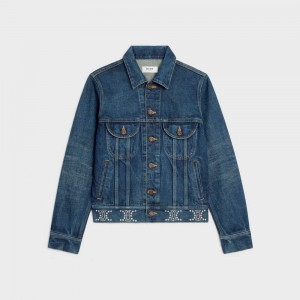 Celine Trucker in clean dark union wash denim Jackets CLEAN DARK UNION WASH | CL-592632