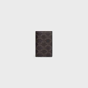 Celine VERTICAL in Triomphe Canvas Card Holders Black | CL-591814