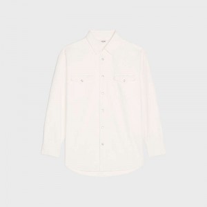 Celine WESTERN IN OPTIC WASH DENIM Shirts OPTIC WHITE WASH | CL-592155