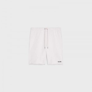 Celine embroidered in cotton fleece Shorts OFF WHITE / BLACK | CL-592076