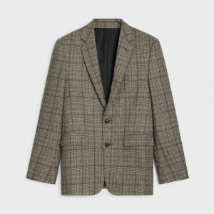 Celine in prince of wales flannel Jackets IVOIRE/GRIS/TOFEE | CL-592003