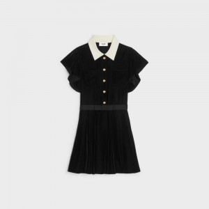 Celine mini in flowing velvet Dresses Black | CL-592846