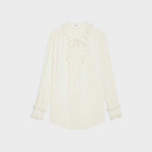 Celine romy in silk crepe and acetate Shirts Ivory | CL-592814