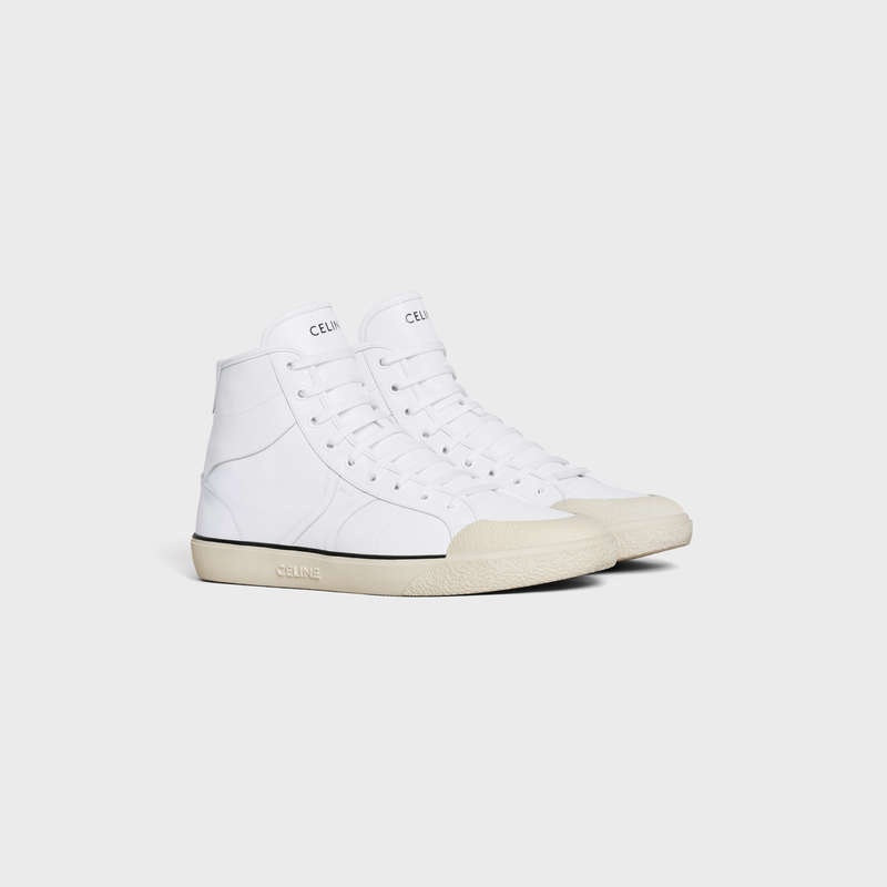 Celine AS-02 MID LOW LACE-UP ALAN in CALFSKIN Sneakers Optic White | CL-591894