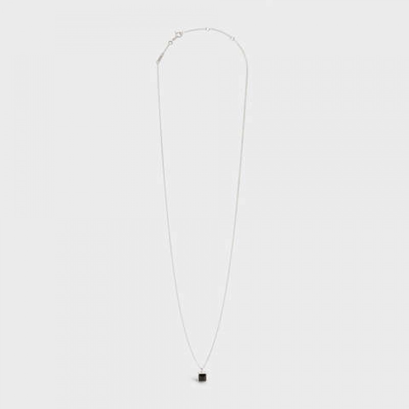 Celine Aiguise in Sterling Silver with Rhodium finish and Onyx Necklaces Silver / Onyx | CL-591664