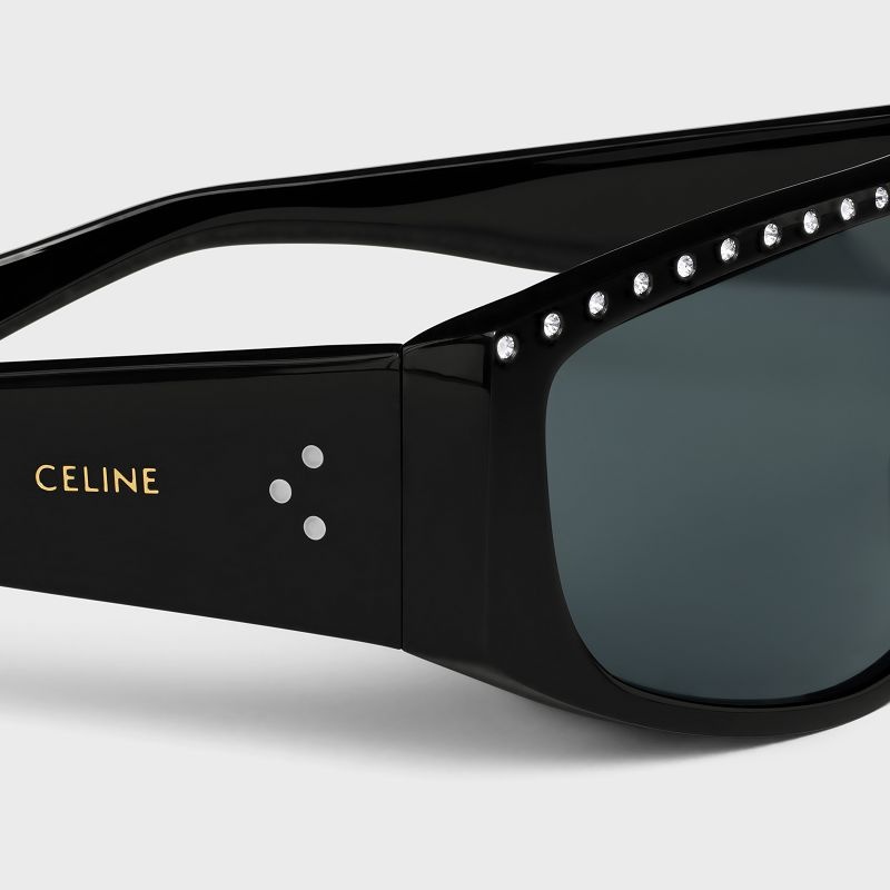 Celine Alan 2 in Acetate with Crystals Sunglasses Black | CL-591726