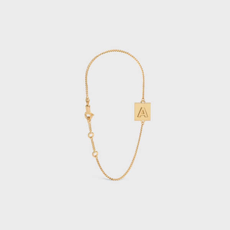 Celine Alphabet A in Brass with Gold finish Bracelets Gold | CL-592238