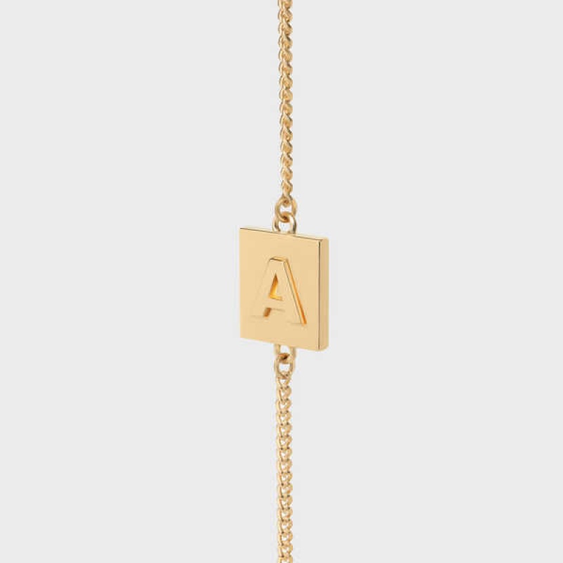 Celine Alphabet A in Brass with Gold finish Bracelets Gold | CL-592238