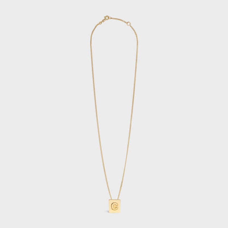 Celine Alphabet C in Brass with Gold finish Necklaces Gold | CL-592266