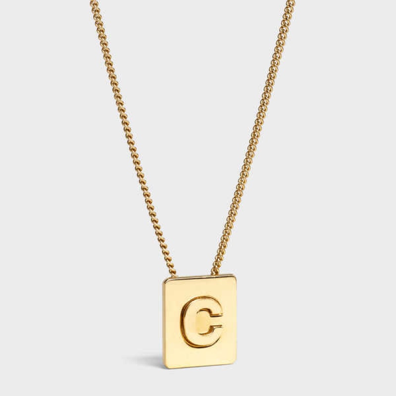 Celine Alphabet C in Brass with Gold finish Necklaces Gold | CL-592266