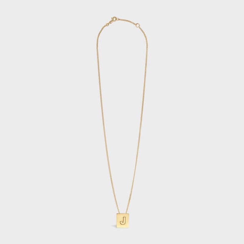 Celine Alphabet J in Brass with Gold finish Necklaces Gold | CL-592273