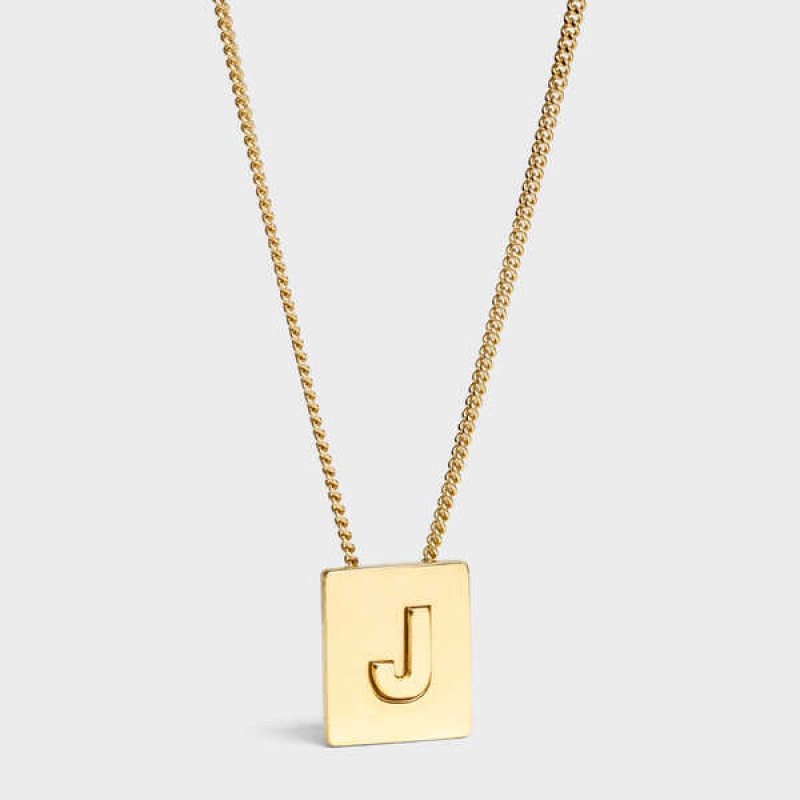 Celine Alphabet J in Brass with Gold finish Necklaces Gold | CL-592273