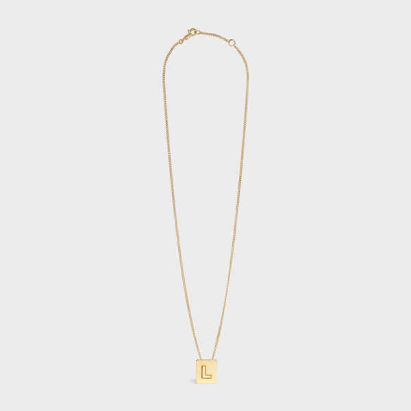 Celine Alphabet L in Brass with Gold finish Necklaces Gold | CL-592275