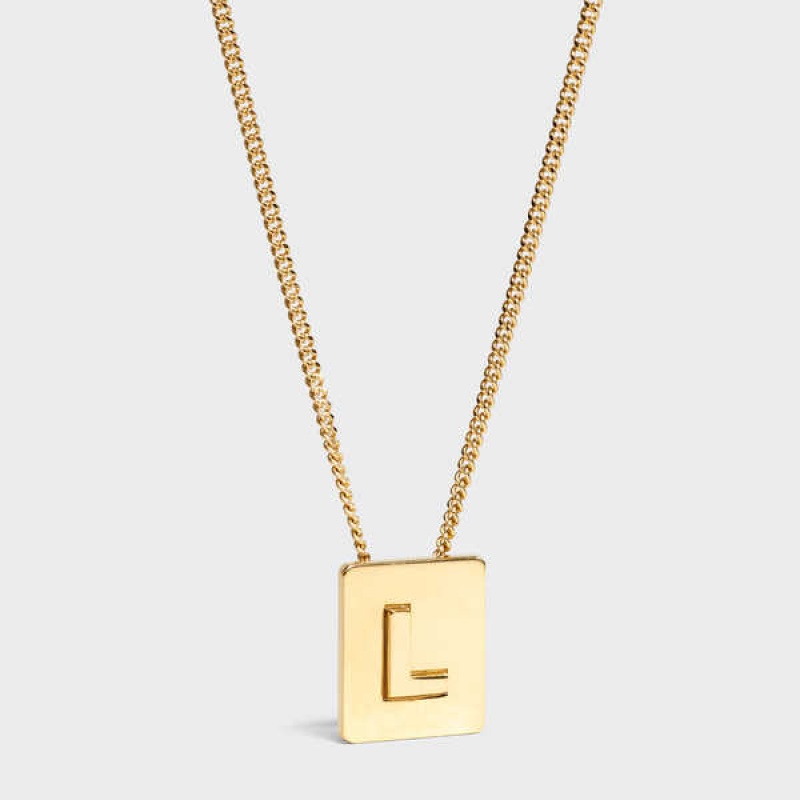 Celine Alphabet L in Brass with Gold finish Necklaces Gold | CL-592275