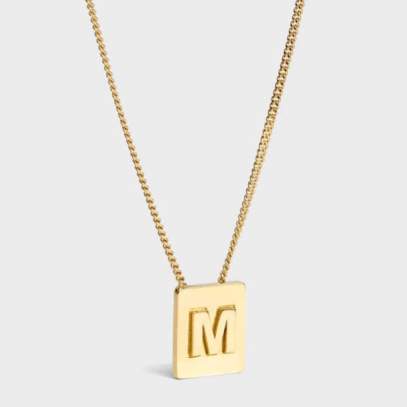 Celine Alphabet M in Brass with Gold finish Necklaces Gold | CL-592276