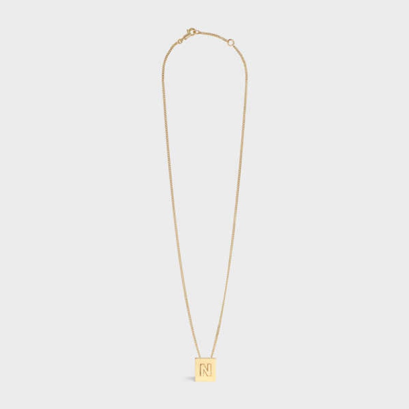 Celine Alphabet N in Brass with Gold finish Necklaces Gold | CL-592277