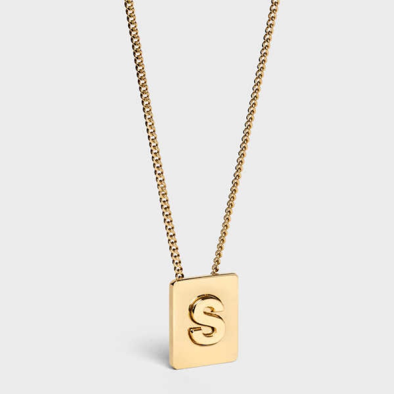 Celine Alphabet S in Brass with Gold finish Necklaces Gold | CL-592282