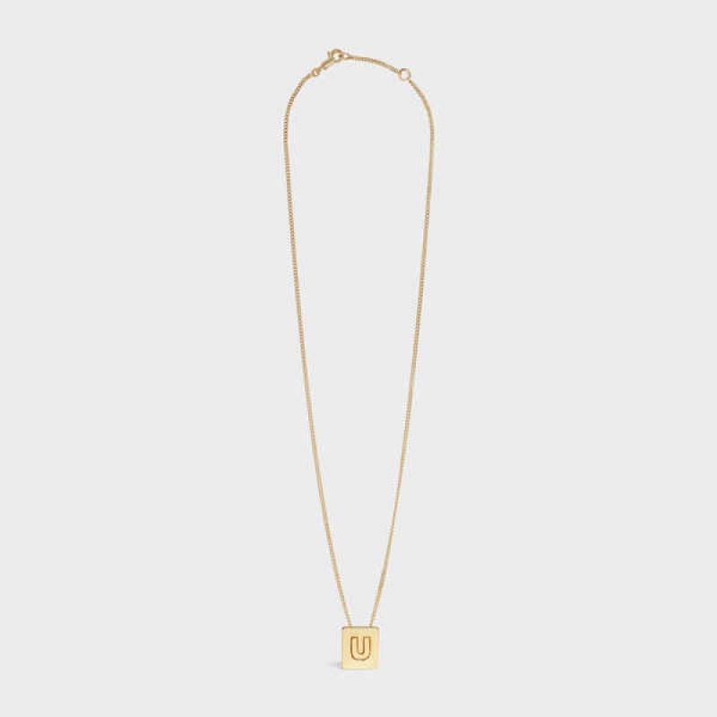 Celine Alphabet U in Brass with Gold finish Necklaces Gold | CL-592284