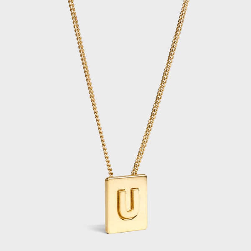 Celine Alphabet U in Brass with Gold finish Necklaces Gold | CL-592284