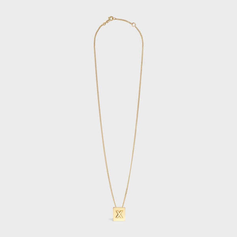 Celine Alphabet X in Brass with Gold finish Necklaces Gold | CL-592287