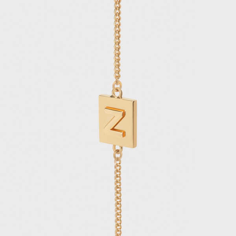 Celine Alphabet Z in Brass with Gold finish Bracelets Gold | CL-592235