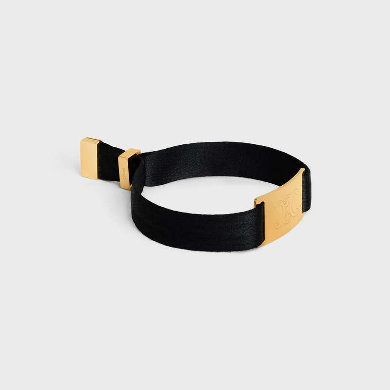 Celine At the Wiltern in Brass with Gold Finish and Polyester Bracelets Gold / Black | CL-591650