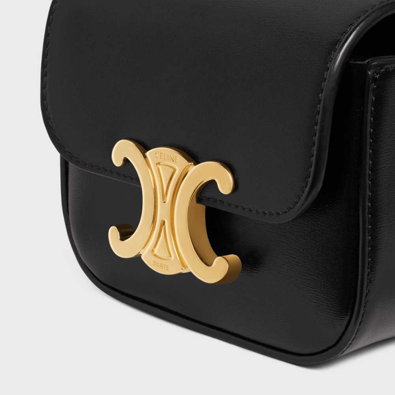 Celine BAG TRIOMPHE in SHINY CALFSKIN Belts Black | CL-592474