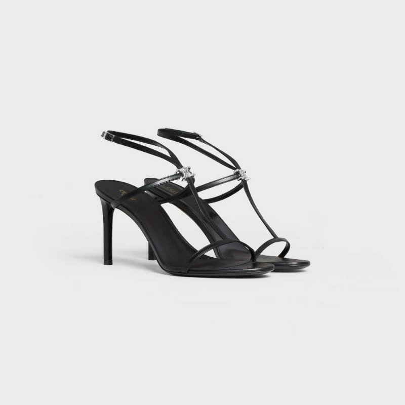 Celine BAR TRIOMPHE in CALFSKIN Sandals Black | CL-592598