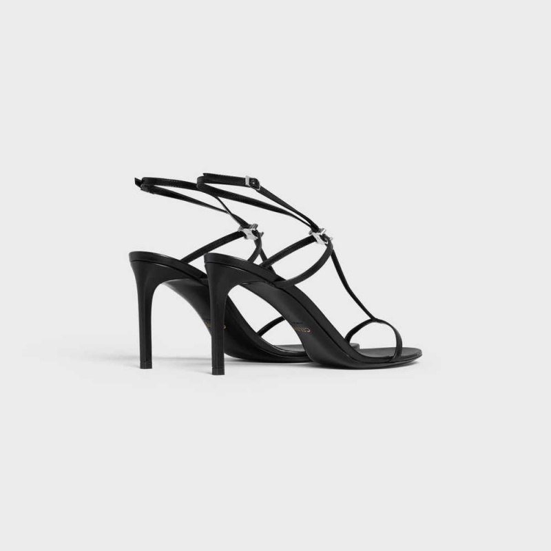 Celine BAR TRIOMPHE in CALFSKIN Sandals Black | CL-592598