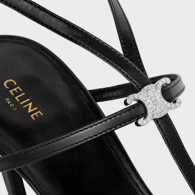 Celine BAR TRIOMPHE in CALFSKIN Sandals Black | CL-592598