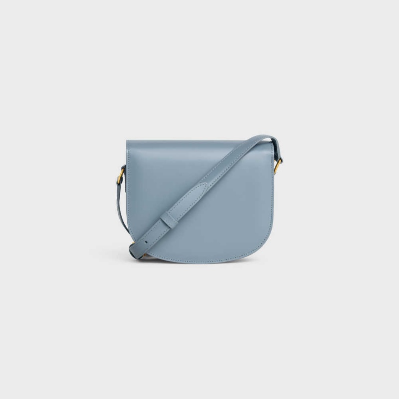 Celine BESACE CLEA in shiny calfskin Triomphe Blue Grey | CL-593220