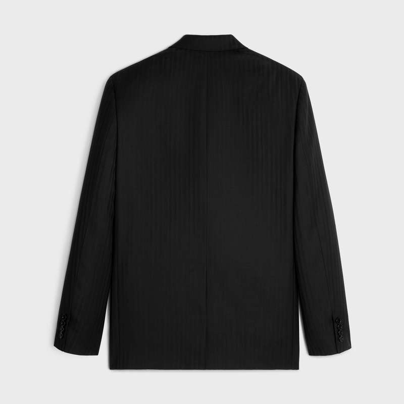 Celine BOXY IN STRIPED WOOL Jackets Black | CL-591998