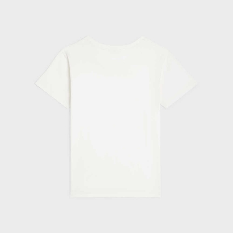 Celine BOXY TRIOMPHE IN COTTON JERSEY T-shirts ECRU | CL-592789