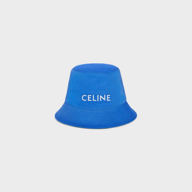 Celine BUCKET IN COTTON GABARDINE Hat Electric Blue | CL-592351