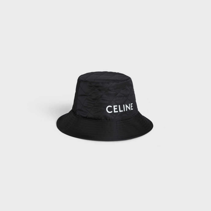 Celine BUCKET IN NYLON TWILL Hat Black | CL-592350