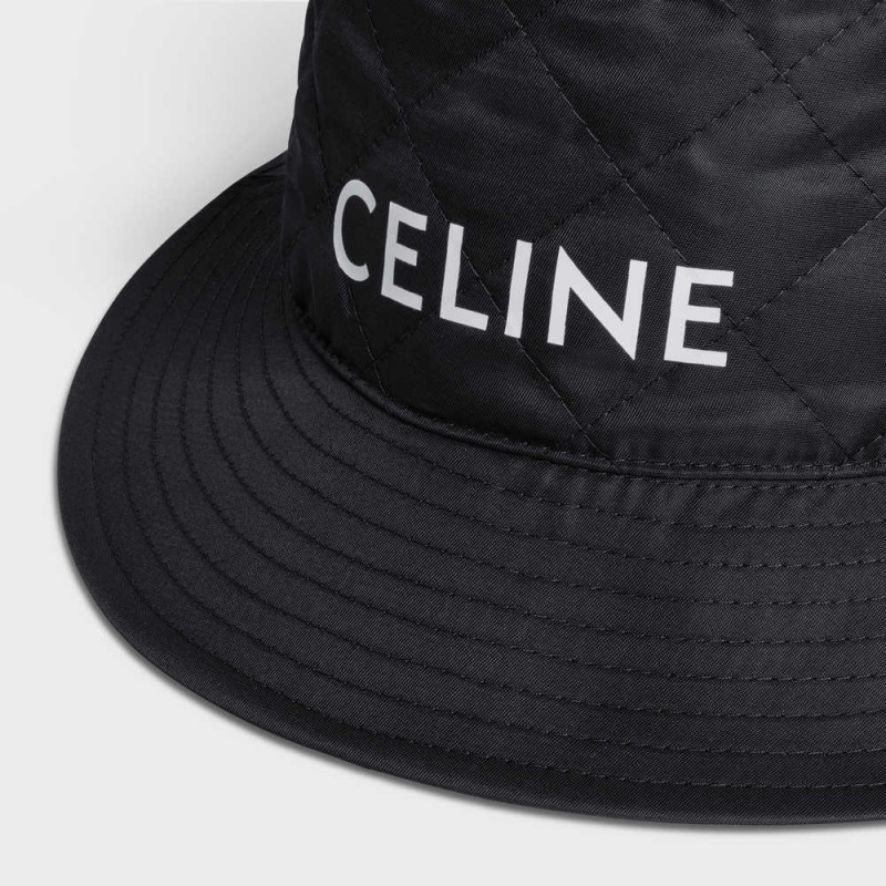 Celine BUCKET IN NYLON TWILL Hat Black | CL-592350