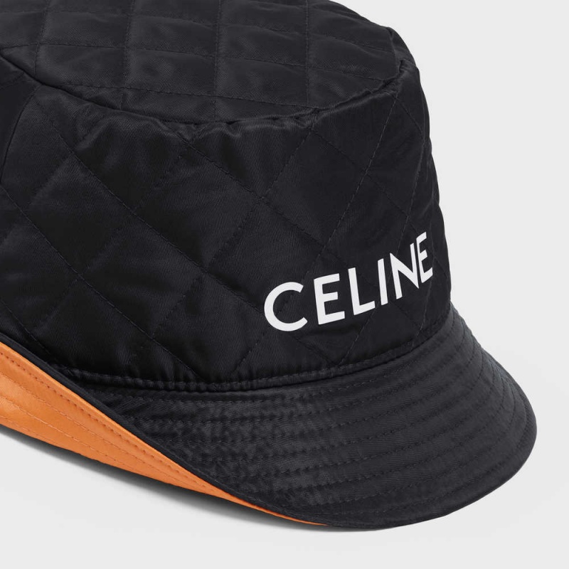 Celine BUCKET IN NYLON TWILL Hat Black | CL-592350