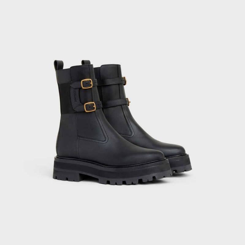 Celine BULKY BUCKLED MEDIUM in Calfskin Boots Black | CL-592504