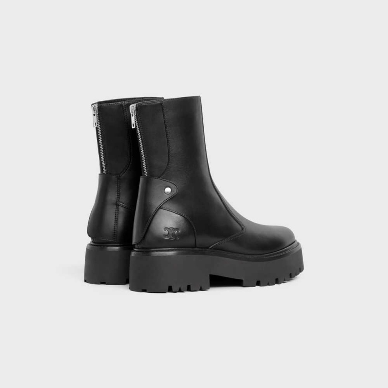 Celine BULKY WITH BACK ZIP AND TRIOMPHE in Calfskin Boots Black | CL-592506