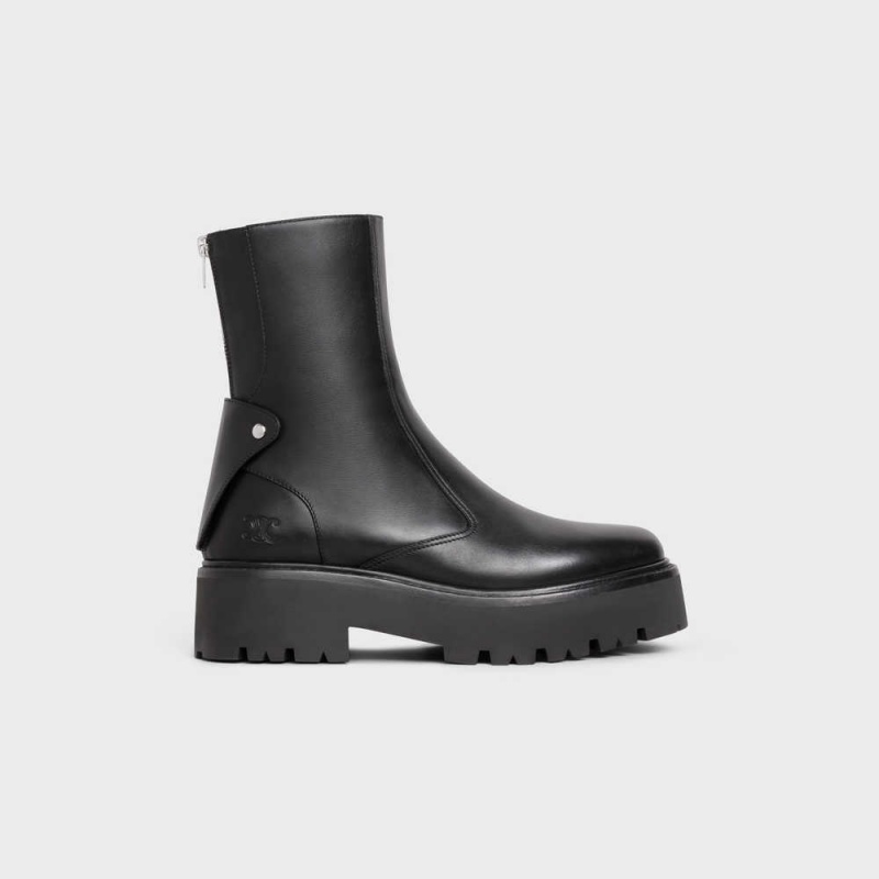 Celine BULKY WITH BACK ZIP AND TRIOMPHE in Calfskin Boots Black | CL-592506