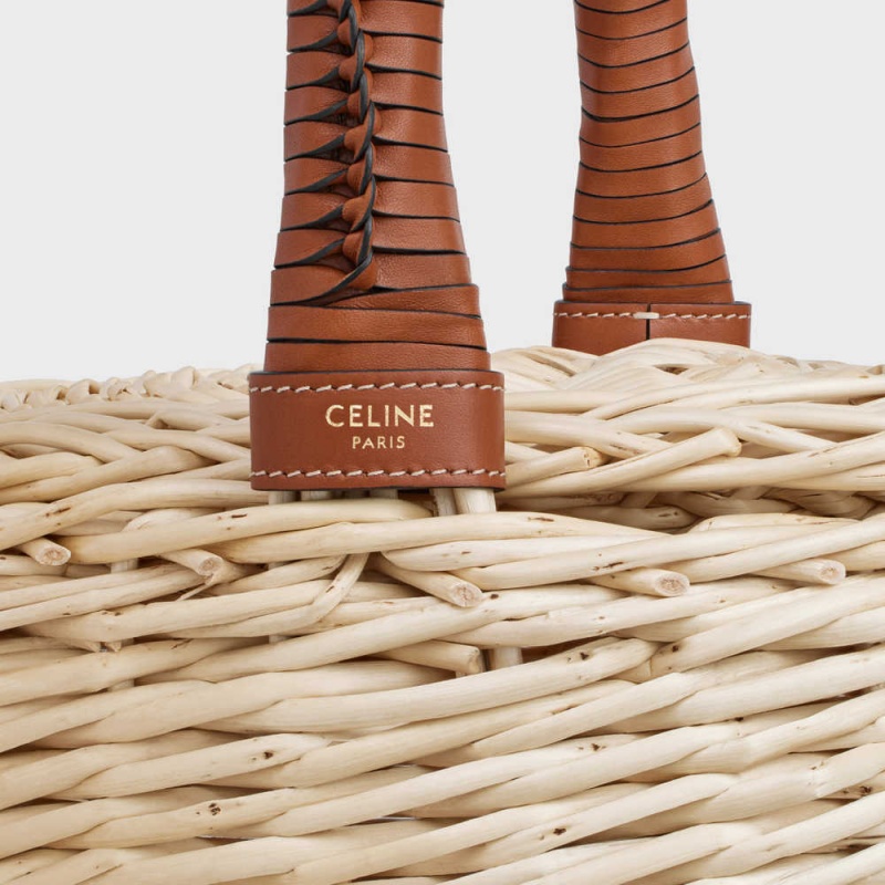 Celine Basket in Wicker and calfskin Panier Tan | CL-593068