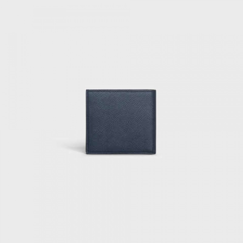 Celine Bi-fold in Grained calfskin Wallets Navy blue | CL-591790