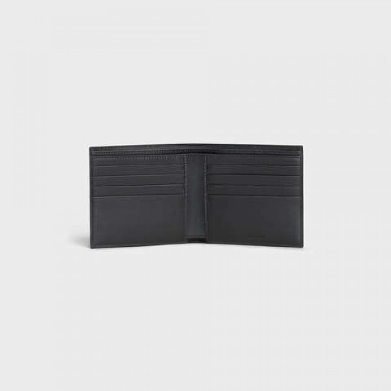 Celine Bi-fold in Grained calfskin Wallets Black | CL-591788