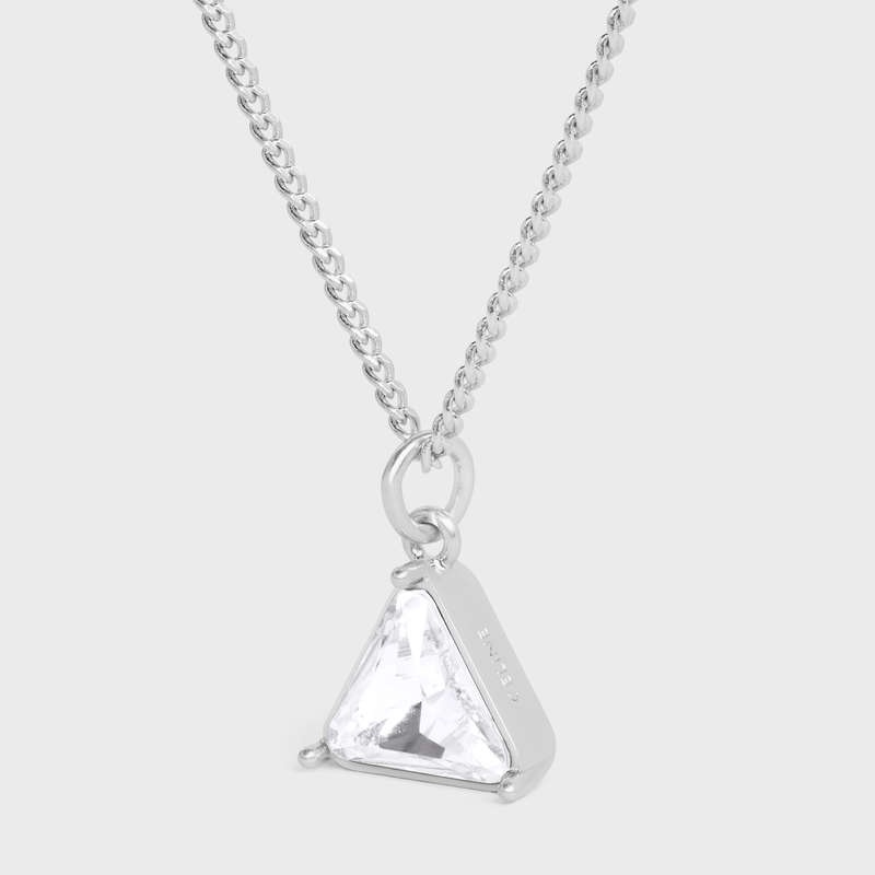 Celine Boy Doll Triangle in Brass with Rhodium Finish and Strass Necklaces Crystal | CL-591663