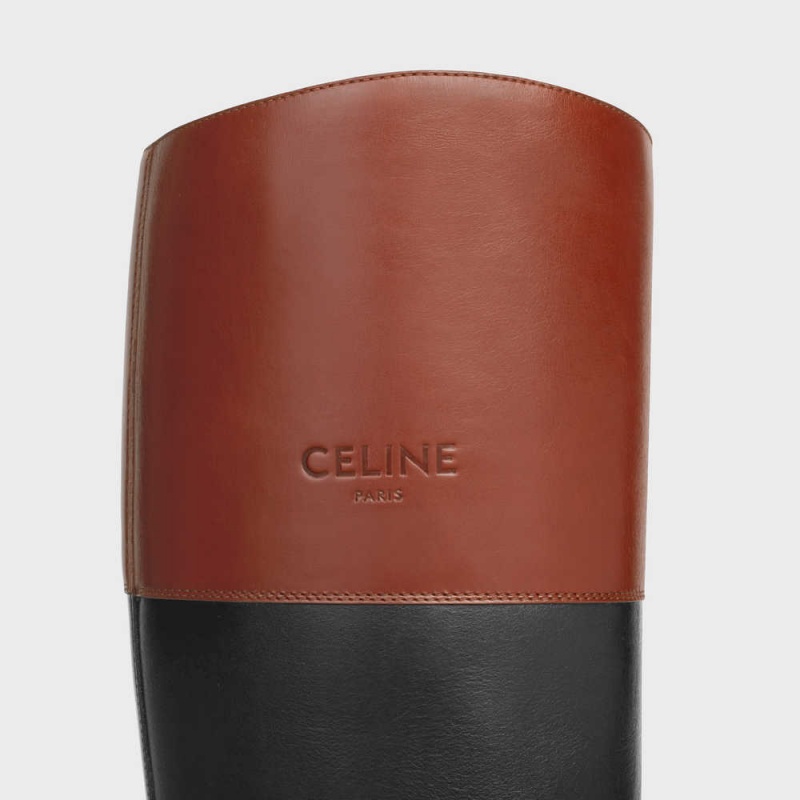 Celine Bulky high in calfskin Boots Black / Brown | CL-592512