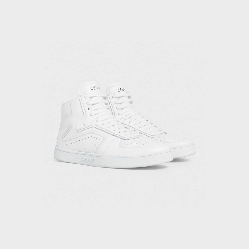 Celine C01 Z TRAINER HIGH in CALFSKIN Sneakers Optic White | CL-592541