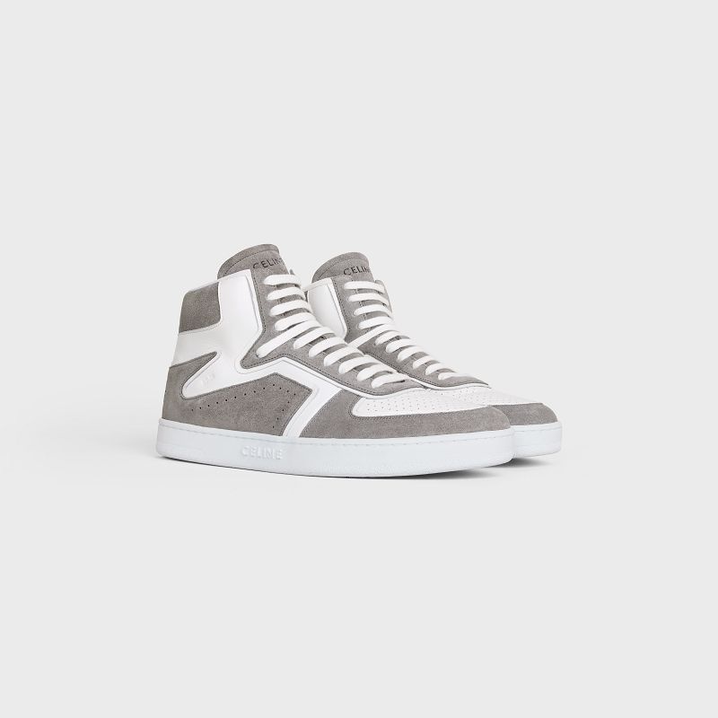 Celine C01 Z TRAINER HIGH in SUEDE CALFSKIN AND CALFSKIN Sneakers Grey/Optic White | CL-591910