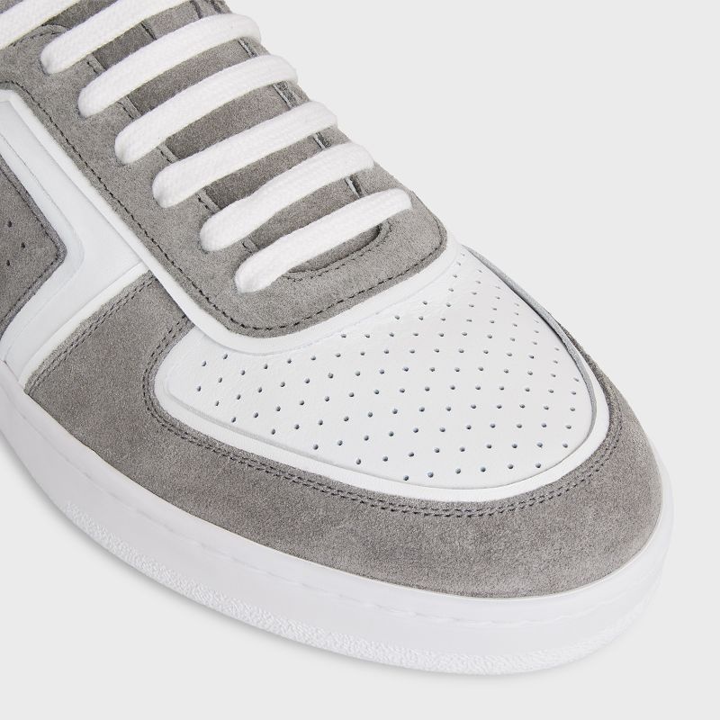 Celine C01 Z TRAINER HIGH in SUEDE CALFSKIN AND CALFSKIN Sneakers Grey/Optic White | CL-591910