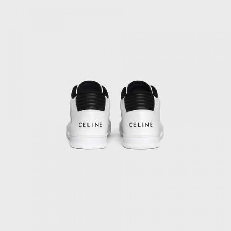 Celine C02 MID WITH VELCRO in CALFSKIN Sneakers Optic White / Black | CL-591912